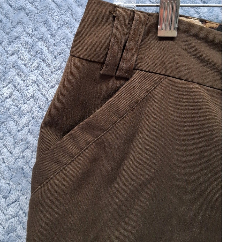 Cato Womens Brown Bermuda Shorts Cuffed Leopard Trim Pockets Size 12 - Picture 3 of 9